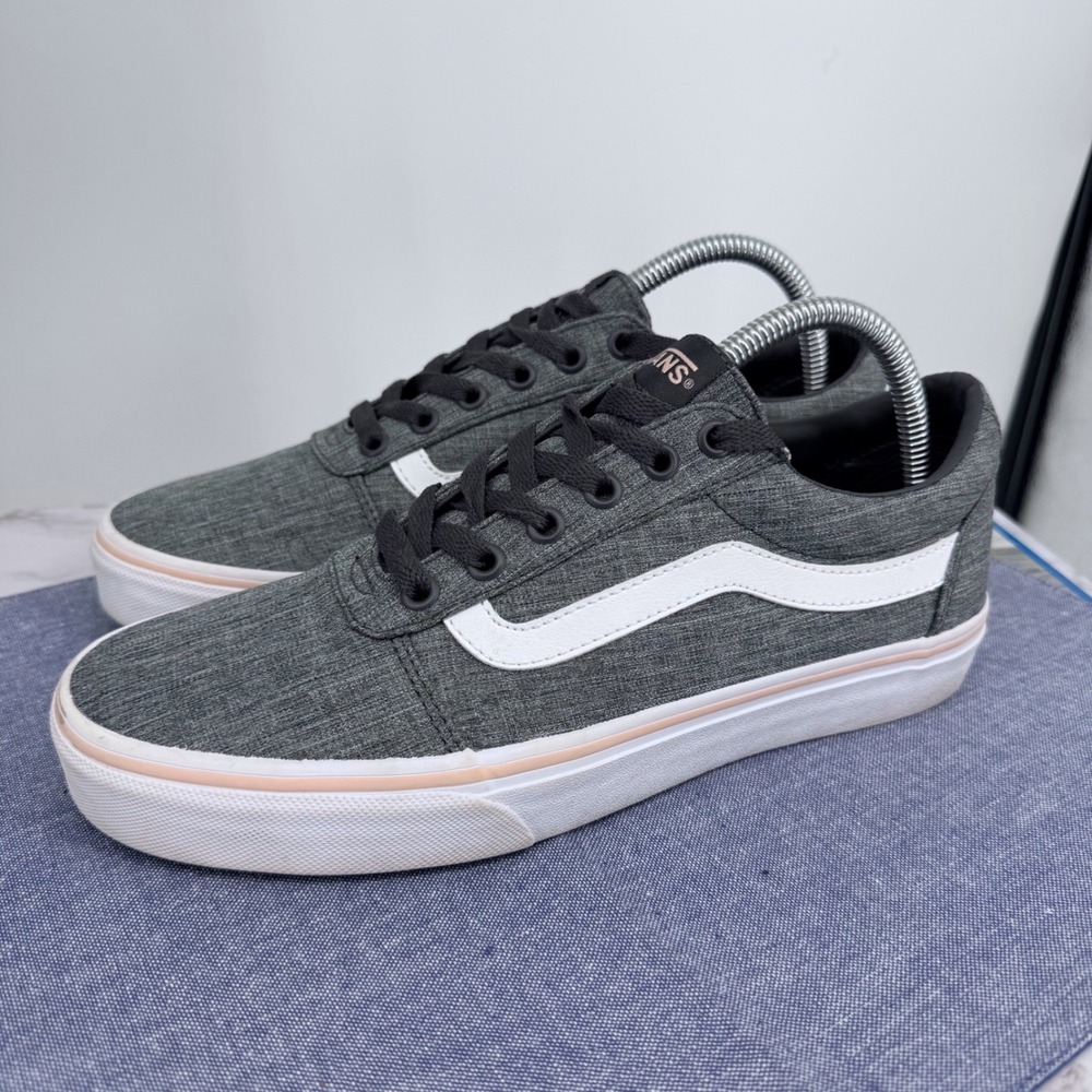 Vans Old Skool Ward Low Top Women 9.5‎ Sneakers Gray Pink White Stripe Skate - Picture 4 of 10
